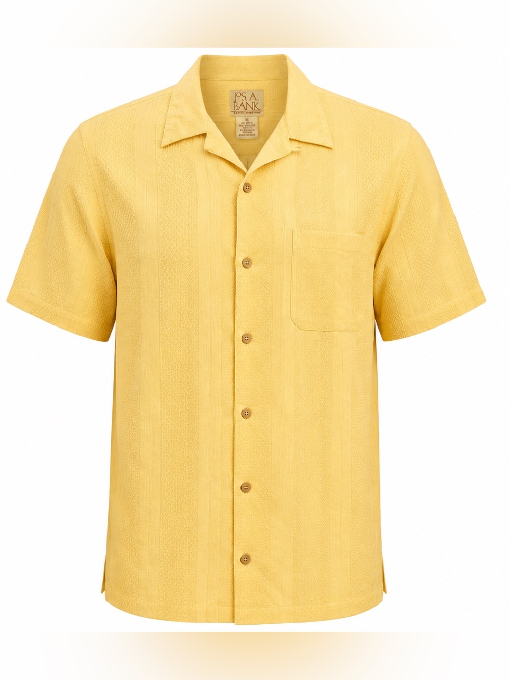 Jos A. Bank Short Sleeve Button Up Shirt Sz XL Yellow Modal Blend Camp Vacation